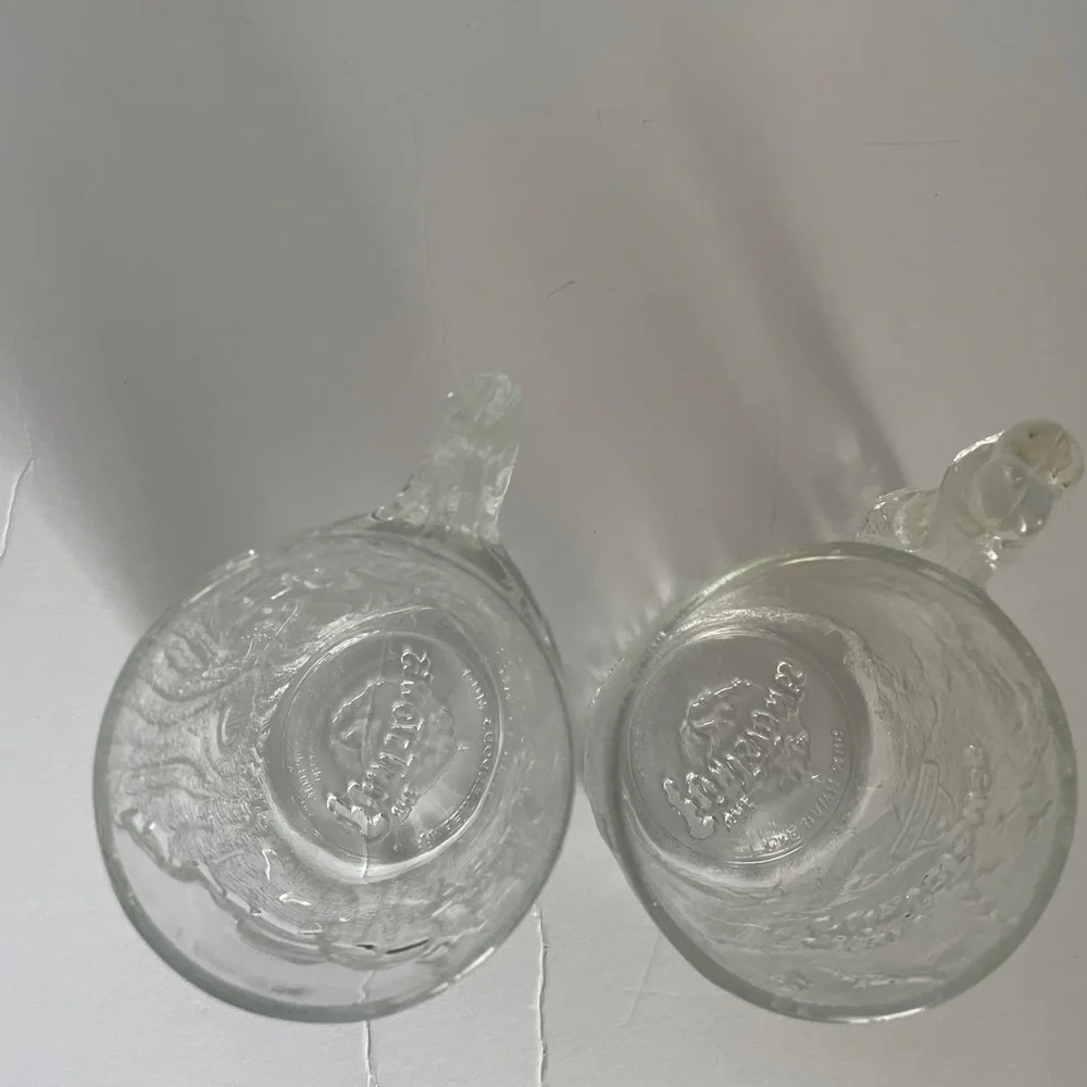 Flintstone themed Ronald McDonald frosted glass mugs. - Picture 3 of 5